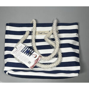 Porto Vino Canvas Beverage Wine Tote Striped Nautical Stripe Beach Vaca Travel